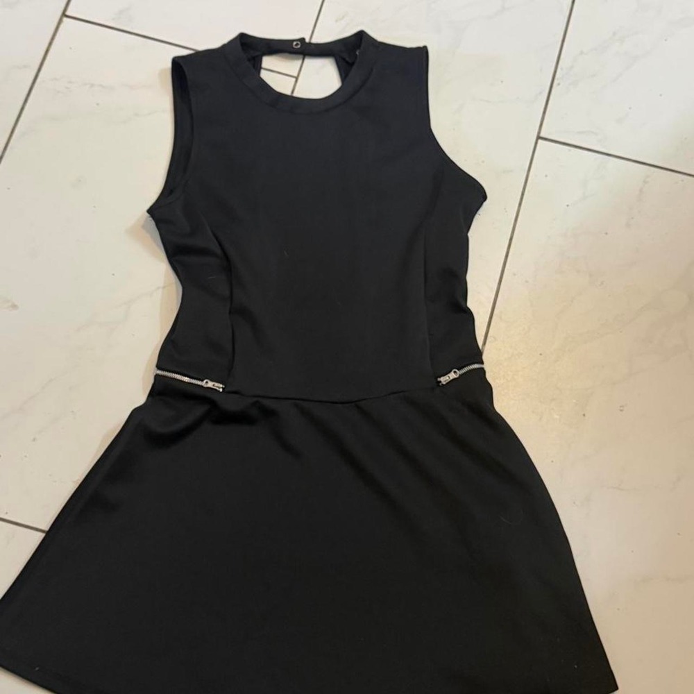 Dex Womens Black Sleeveless Cutout Back Zipper Fit and Flare Dress Size 10